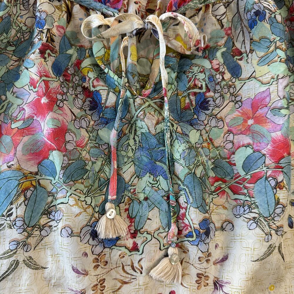Johnny Was Daria Silk Blouse, Boho Chic, 100% silk, vacation, resort, Medium - Picture 7 of 11